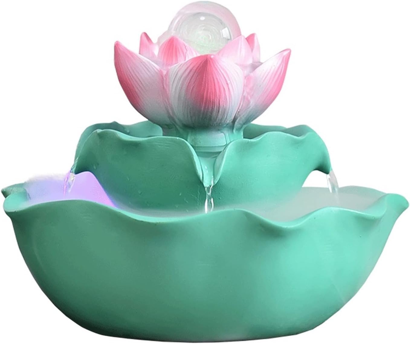 Indoor Water Fountain Lotus Flower Money Flowing Water Bonsai Fountain Living Room Home Accessories Fengsheng Water Transfer Ball Desktop Small Ornaments Tabletop Water Fountain (Size : No atomizer)