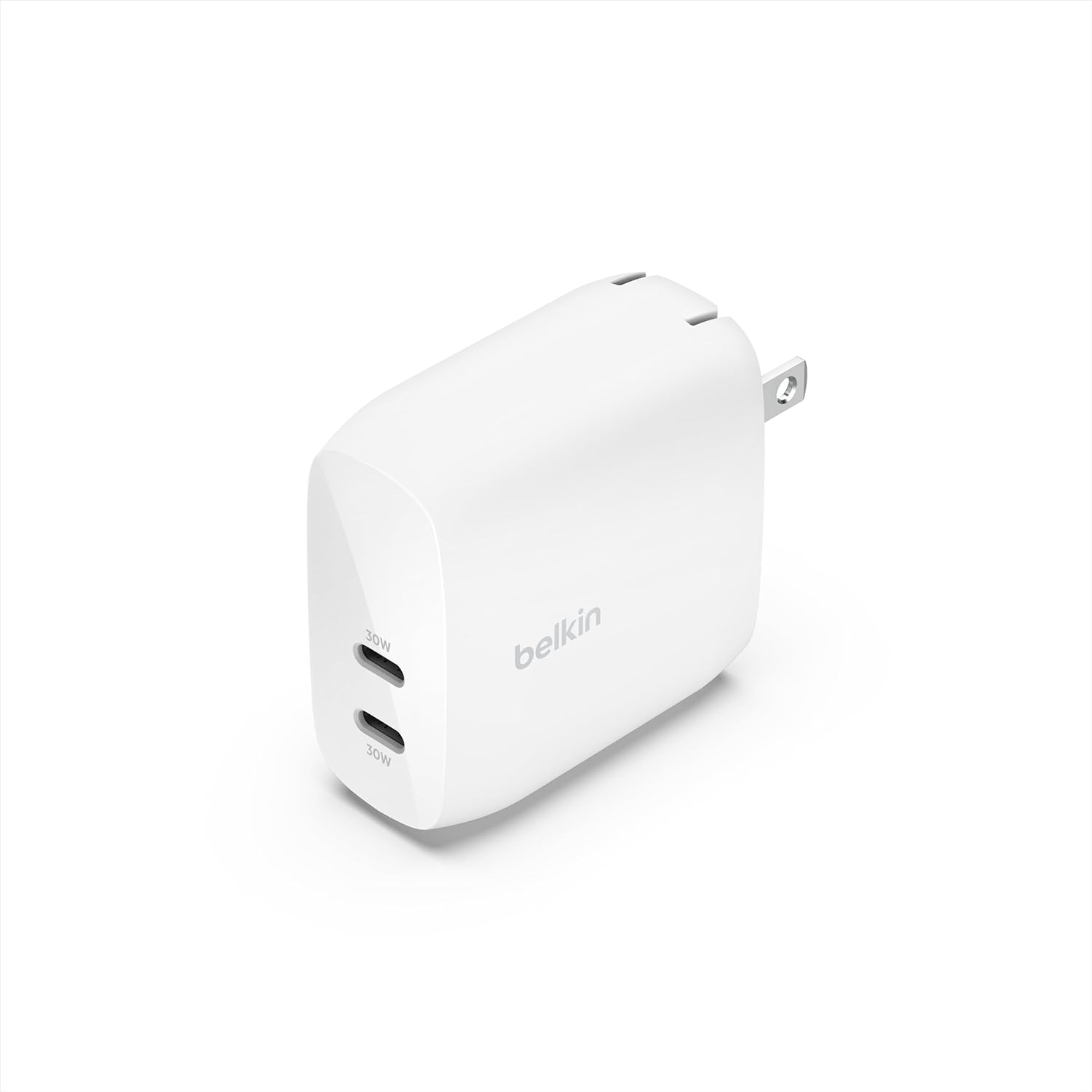 Belkin Dual USB C Charger Block w/PPS 60W Super Fast Charging - Samsung Galaxy S25, Apple iPhone 16, iPad, MacBook Air, Google Pixel, Nintendo Switch 2 - White