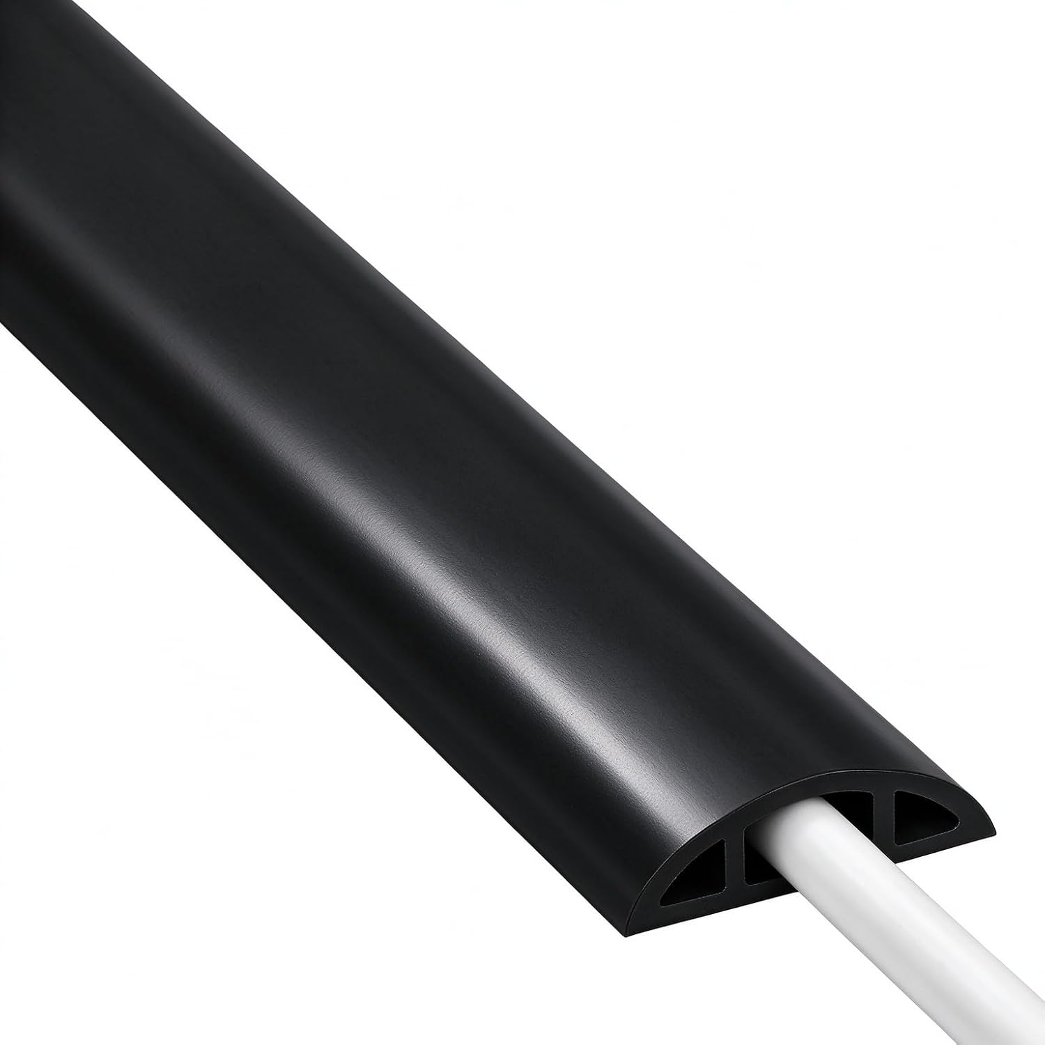 ZhiYo 4ft Cord Covers for Wires on Floor, Self-Adhesive Cord Hider, Black