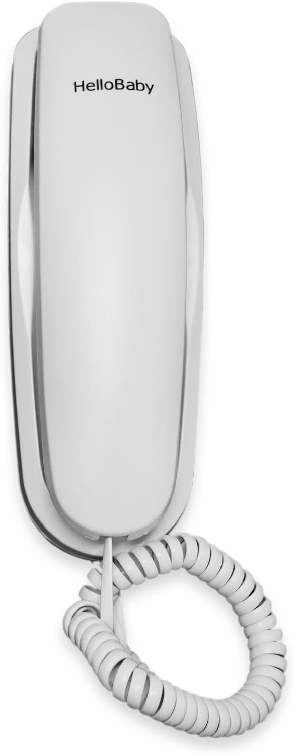 HelloBaby Slim Landline Corded Telephone for Home and Office,No AC Power Required,13 Speed Dial Keys,Last Number Redial, Volume Control,Big Buttons, HAC,Flash,Senior Friendly,Wall-Mountable,White