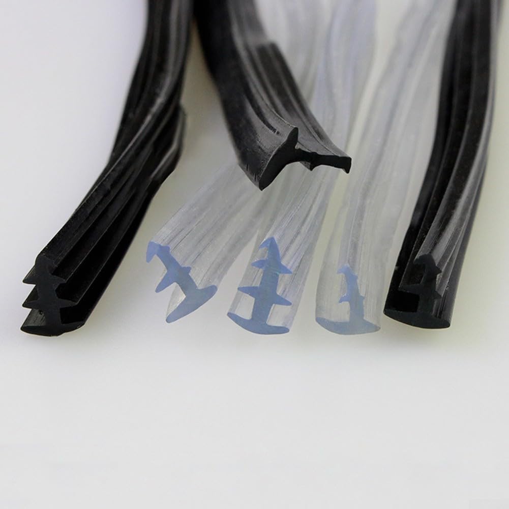 CWOQOCW PVC Door Gasket Seal Strip, Shockproof Waterproof Seal, Glass Fixed Repair (Black 70-Type)