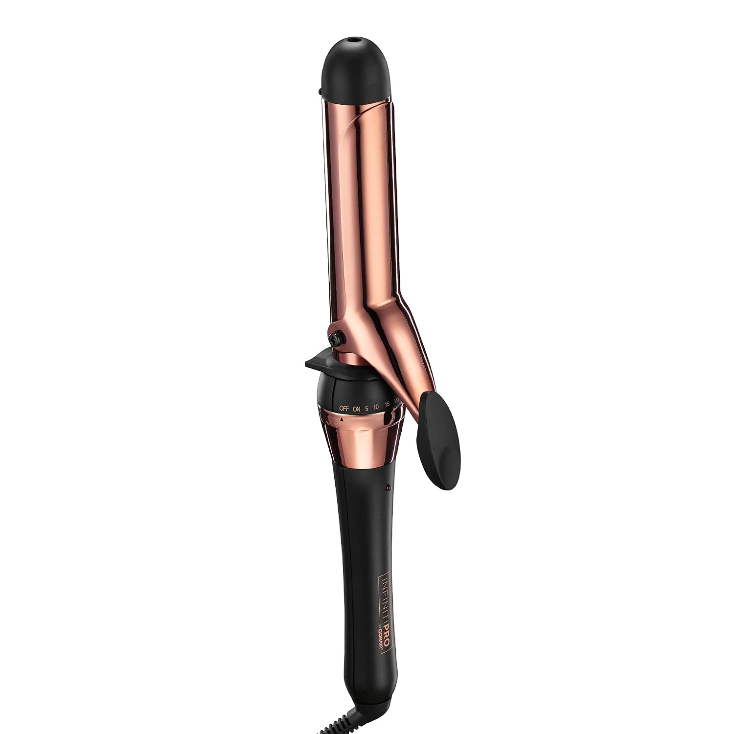 INFINITIPRO BY CONAIR Rose Gold Titanium 1 1/4-Inch Curling Iron, 1 ¼ inch barrel produces loose curls – for use on medium and long hair