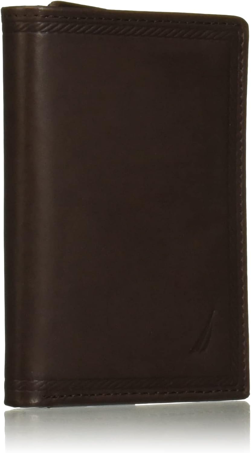 Nautica Men's Sail Embossed Leather Trifold Wallet