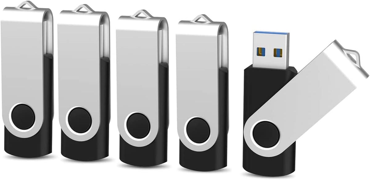 16 GB USB 3.0 Flash Drive 5 Pack, KOOTION USB 3.0 Memory Stick with LED Indicator Swivel Thumb Drives Bulk U Disk 16 GB Pendrive Jump Drive Zip Drive for Data Storage (16 GB, 5 Pack, Black)