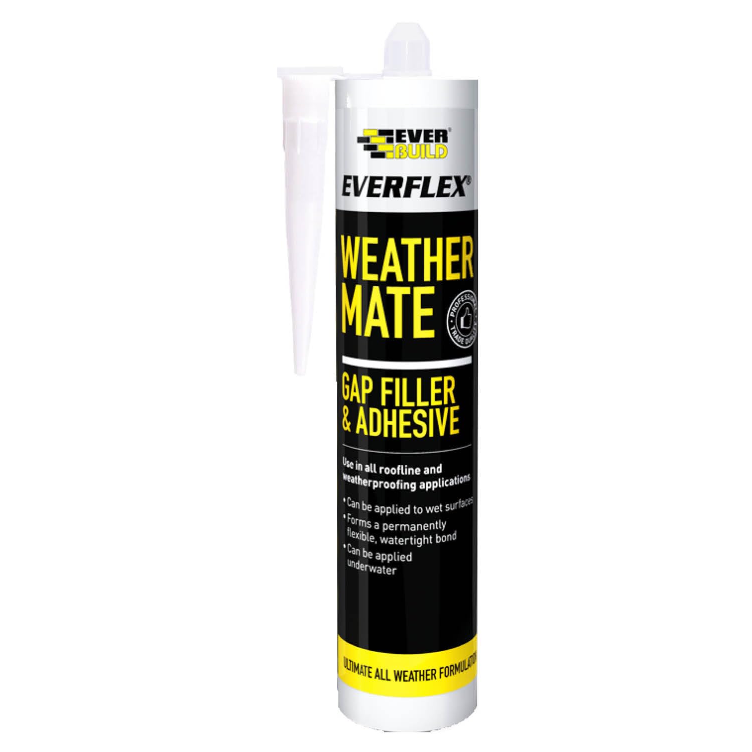 Everbuild Everflex Weather Mate – Gap Filler & Adhesive – Water Resistant – Permanently Flexible – For Exterior Use – White – 295ml Cartridge
