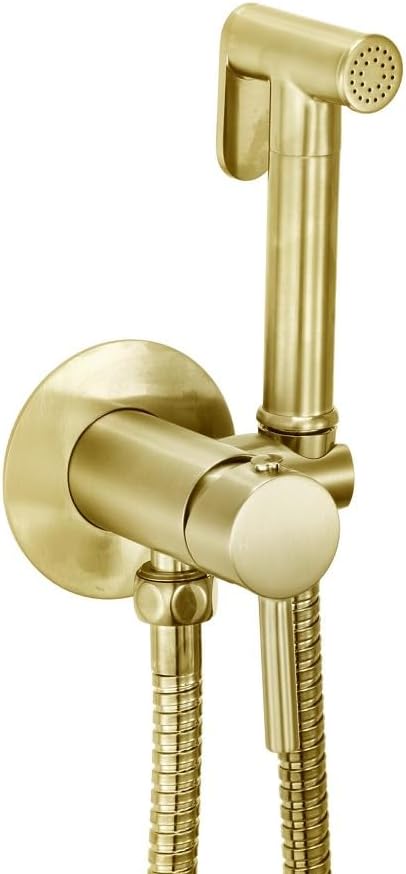 Brushed Brass Douche Inc Handset, Flexi, Holder and Integrated Manual Valve