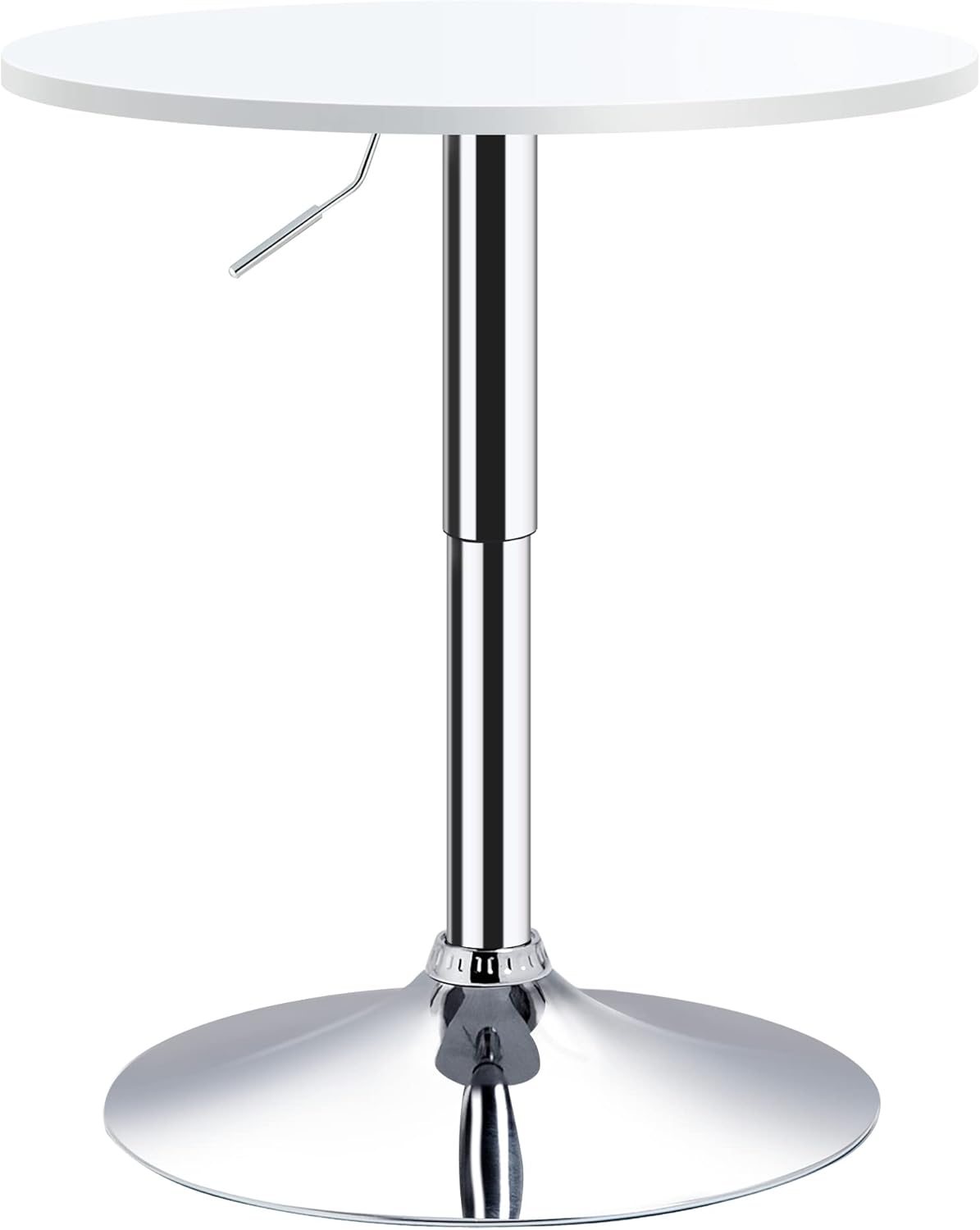 HOMCOM Bar Table Φ60cm Adjustable Height Round Bistro Table w/Swivel Top Metal Frame Counter Surface Stylish Kitchen Conservatory White
