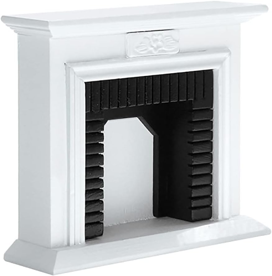 WANGCL Dolls House Fireplace White Mini Fireplace 1/12 Doll House Accessories Wooden Dolls House Furniture