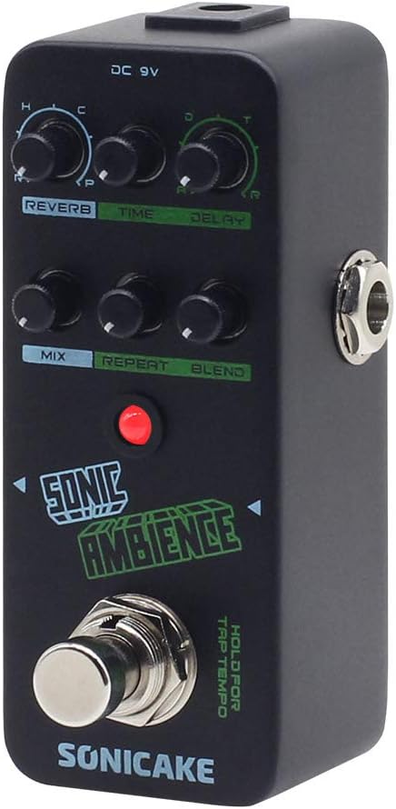 SONICAKE Delay Reverb Pedal Sonic Ambience Multi Mode Tap Tempo Delay and Reverb Guitar Bass Effects Pedal