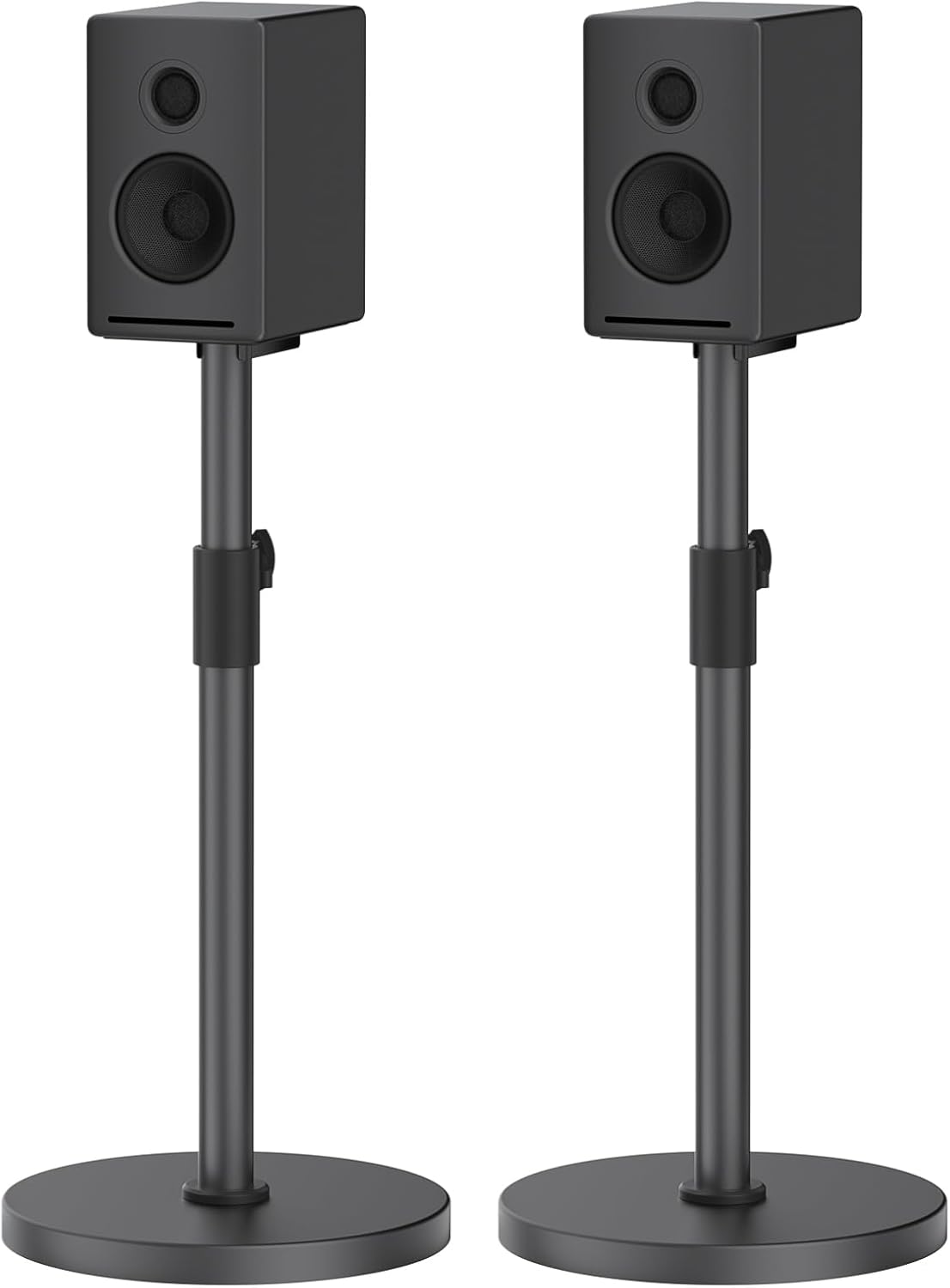 Heavy Duty Universal Bookshelf Speaker Stands Height Adjustable Max to 37.5" for Edifier, KRK, Klipsch, Polk, Yamaha, Sony Bookshelf Speakers, Surround Sound Speaker Stands with Cable Management