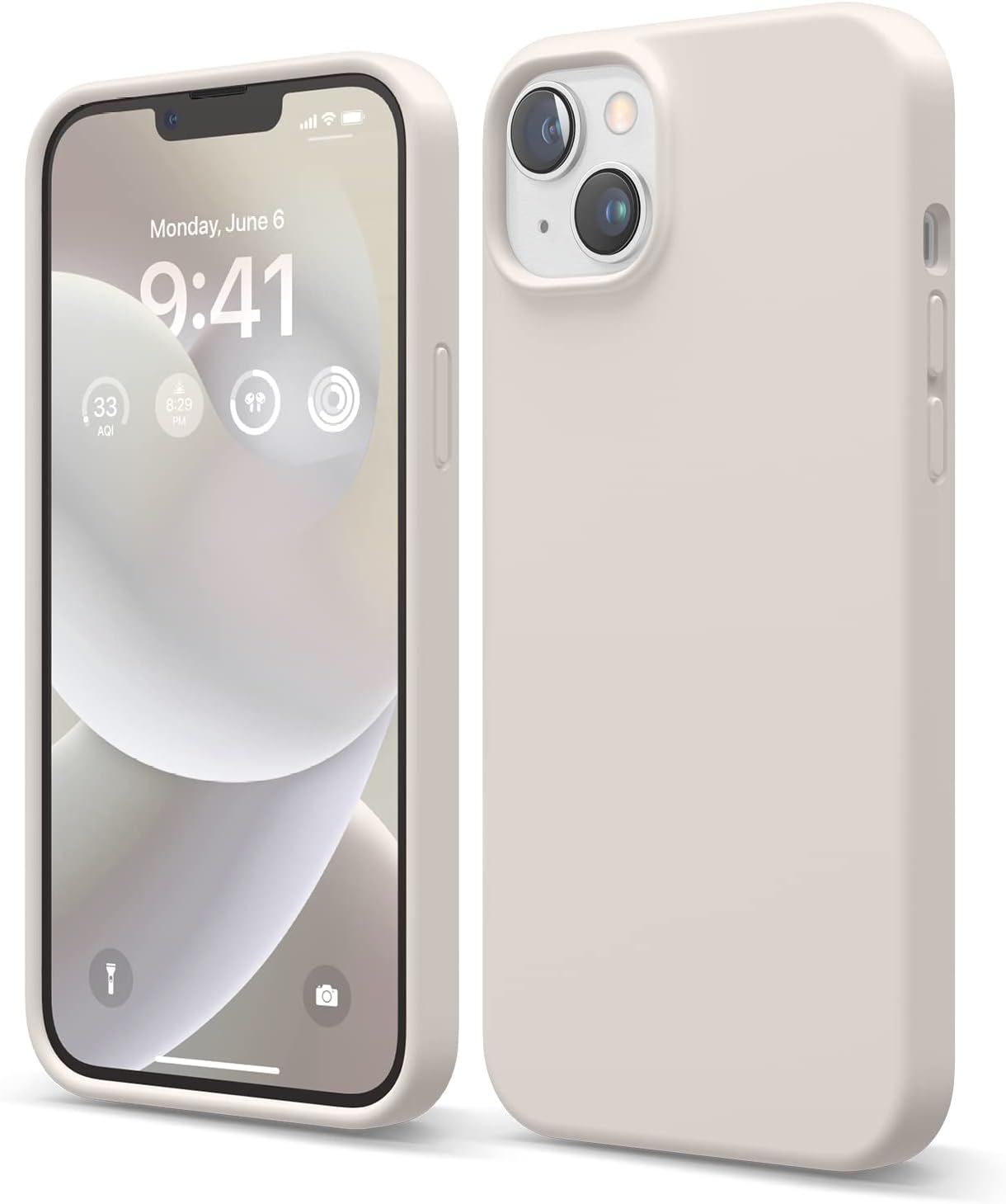 elago Liquid Silicone Case Compatible with iPhone 14 Plus Case (6.7"), Premium Silicone, Full Body Protection - 4 Layer Shockproof Phone Cover, Anti-Scratch Soft Microfiber Lining (Stone)