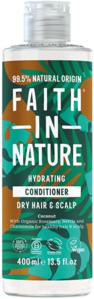 Faith In Nature Organic Coconut Conditioner, Hydrating for Dry Hair & Scalp, Vegan & Cruelty Free, No SLS, Silicones or Parabens, 400ml