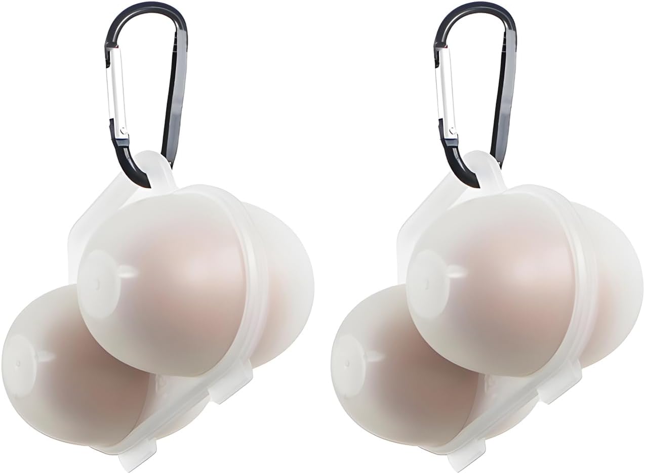 RoseFlower 2pcs Egg Holder Container, 2 Girds Plastic Egg Storage Box Shockproof Protection, Portable Egg Tray Carriage Dispenser for Camping Picnic Travel Kitchen Refrigerator Outdoor, Clear