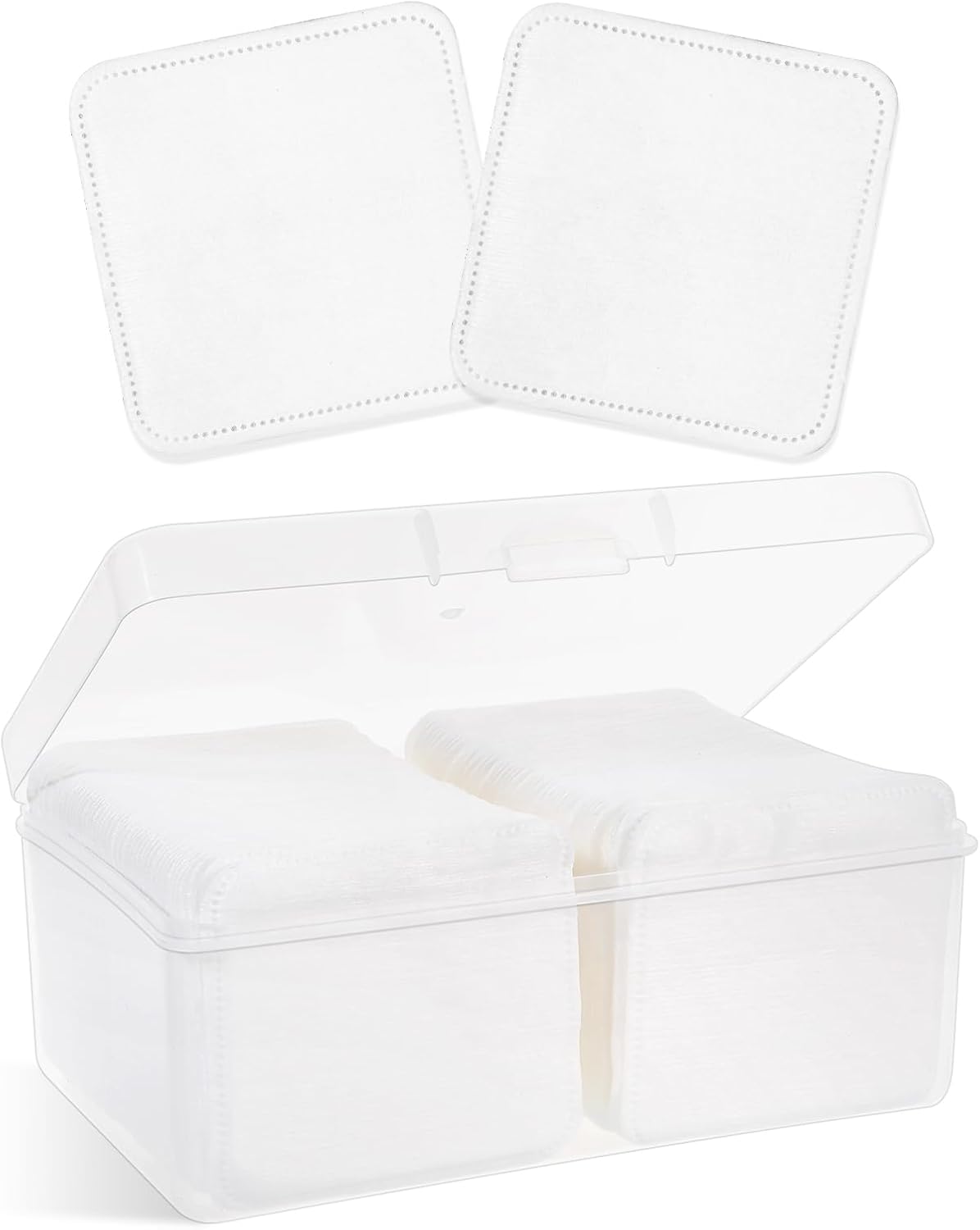 Qianyu 100 Pcs Square Cotton Pads for Face 3-Layer Face Eye Makeup Remover Cotton Pads Soft Absorbent Double-Side Save Water Face Pads for Cosmetic Nail Personal Daily Skin Care