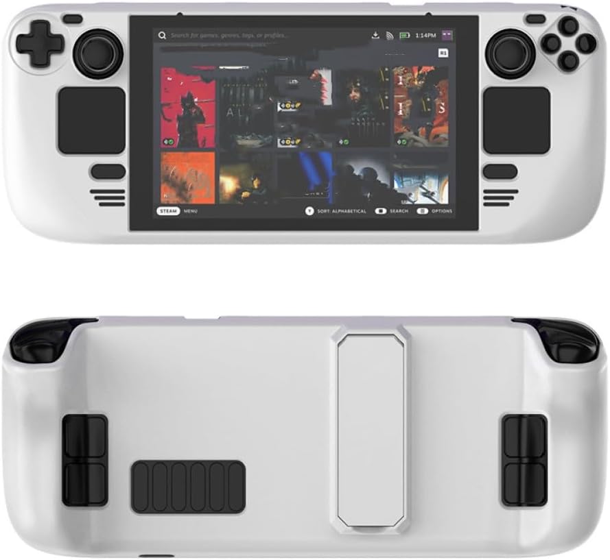 Colorful Protective Case Suitable for Steam deck PC Material Full Cover Protective Case with Stand Skin-friendly Feel Game Console Accessories (white)