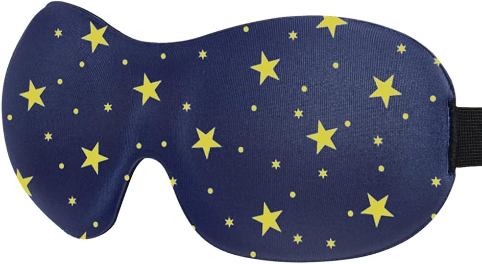 Sleep Mask Invisible Alar Deep Orbit 3D Eye Mask Ultra Lightweight & Comfortable Sleeping Mask Eye Sleep Mask for Travel, Nap, Shift Works (Starts, 1 Count（Pack of 1)