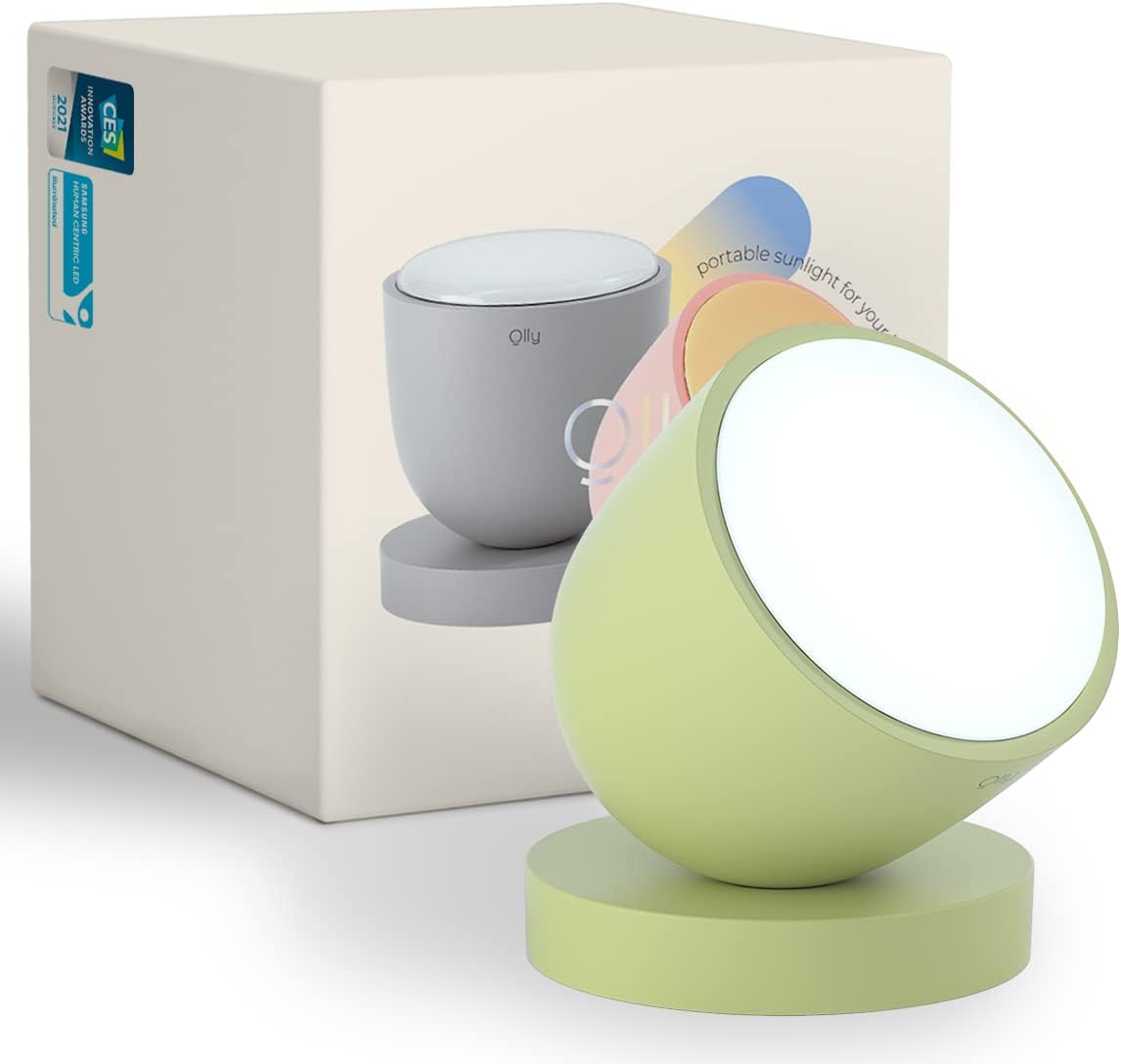 Olly Light Therapy Lamp. Daily Sunlight to Sleep Well, Day Night, UV-Free, Rechargeable and Portable, 2step Brightness Mode, 25minutes Automatic Timer (Day-Mellow Lime)