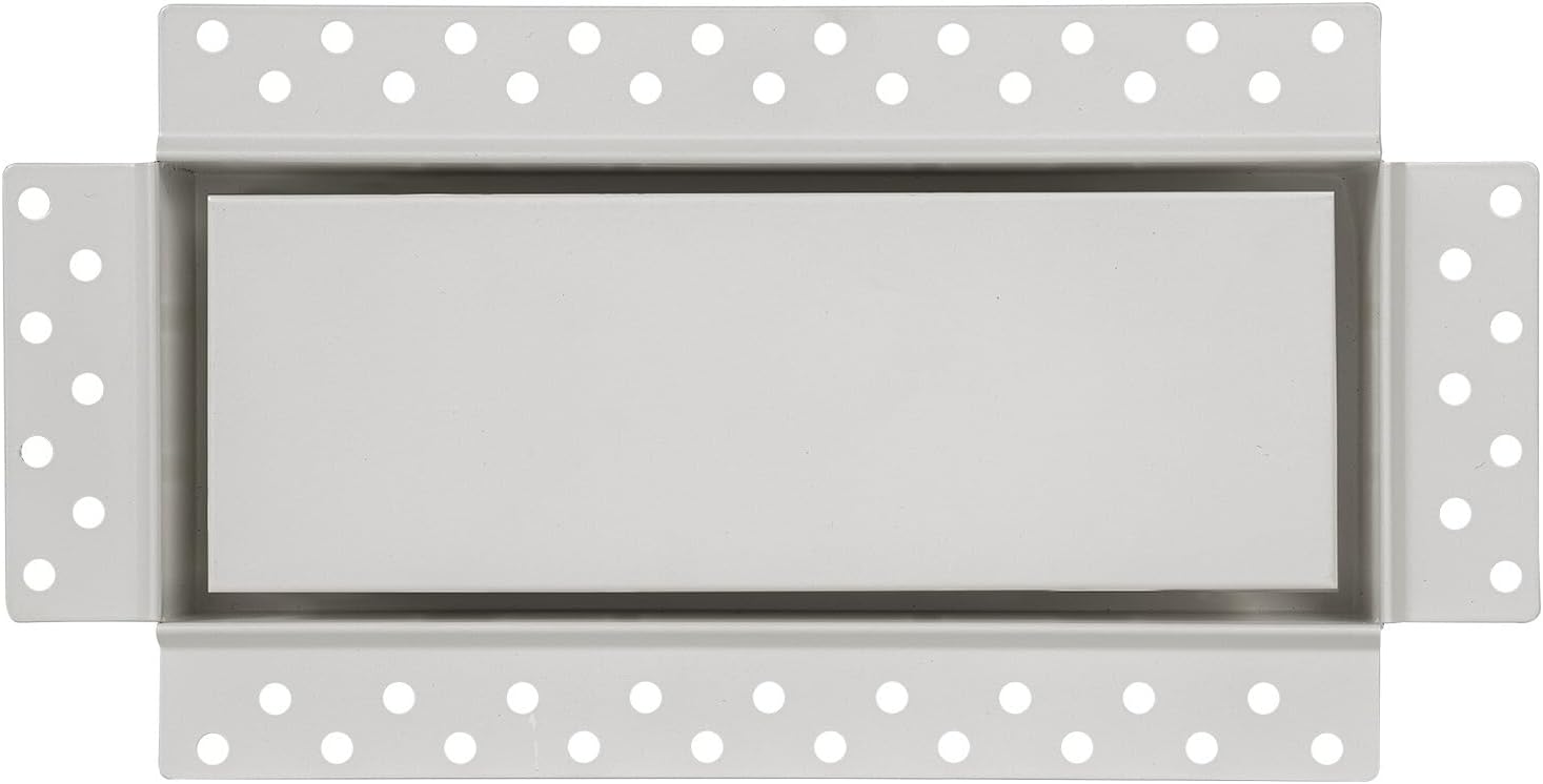 Zion 4" x 10" Flush Mount Stainless Steel White Wall Register with Hook Cold Air Return Vent Covers