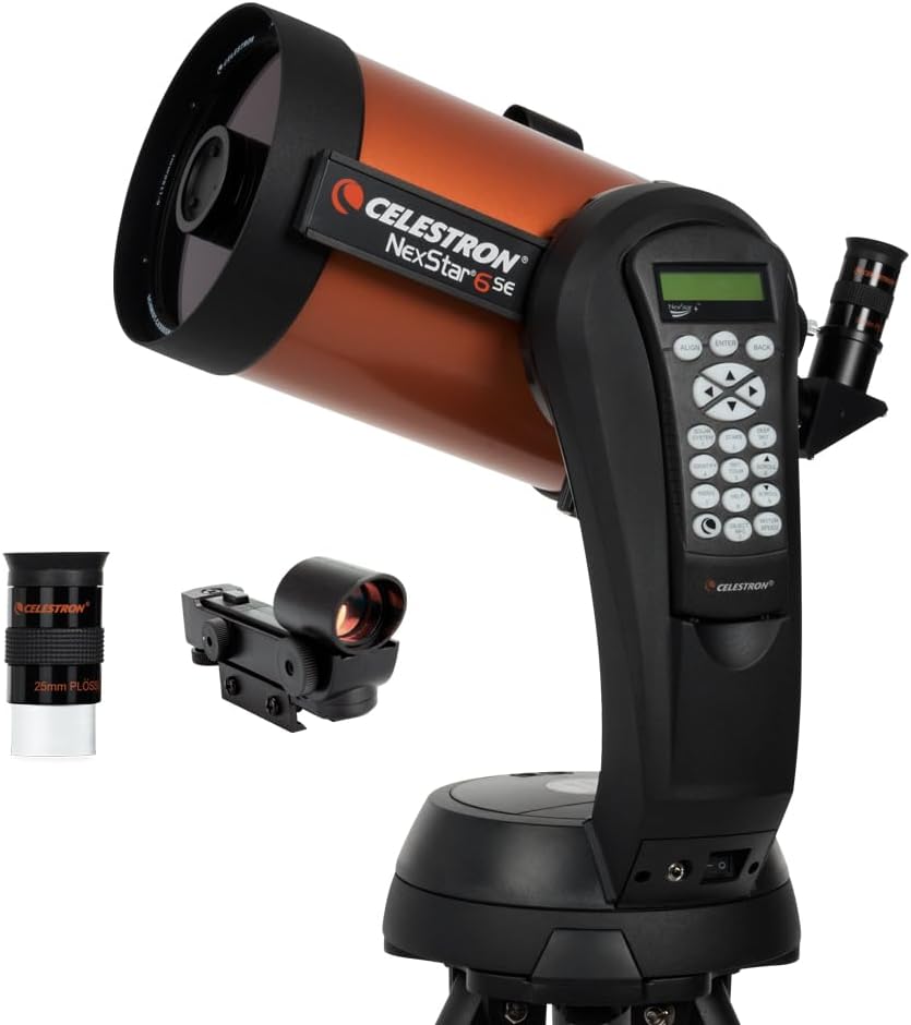 Celestron 11068 NexStar 6SE Computerised Schmidt-Cassegrain Telescope with Fully Automated Mount, SkyAlign Technology and XLT Coating, Black/Orange