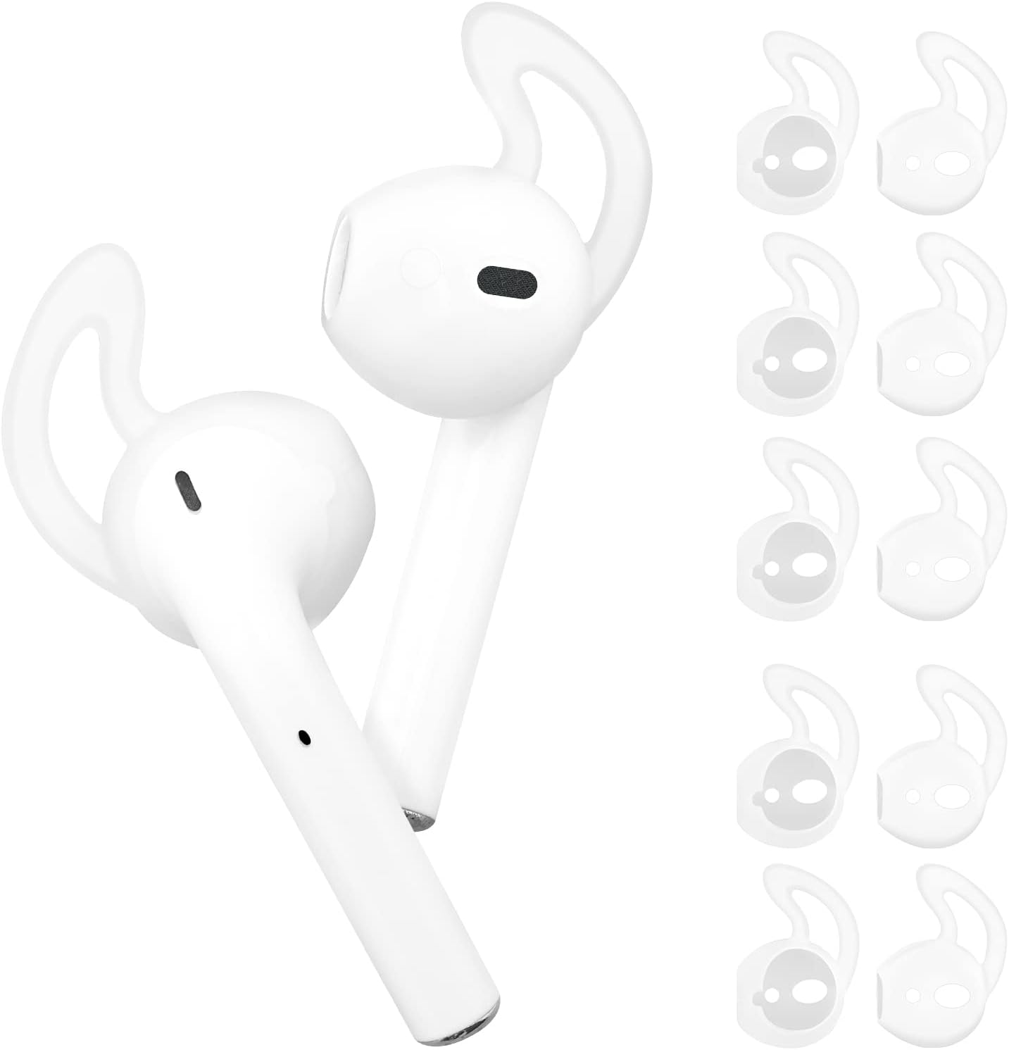 PROUSKY Earhooks for Airpods, 5 Pairs Silicone Soft Ear Hooks Tips, Anti-slip Sport Earbud Tips Compatible for Airpods, Ultra-Light Earphones Accessories for Jogging, Cycling, Running, Transparent