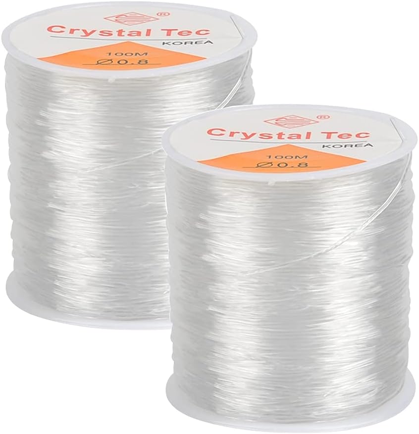 DODUOS 2 Roll 0.8mm Elastic Bracelet String Cord Clear Stretchy Beading Thread for Jewelry Making Necklace Bracelet(100M)