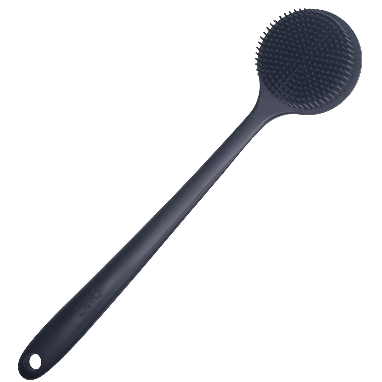 DNC Back Scrubber for Shower Soft Silicone Bath Body Brush with Long Handle (Black)