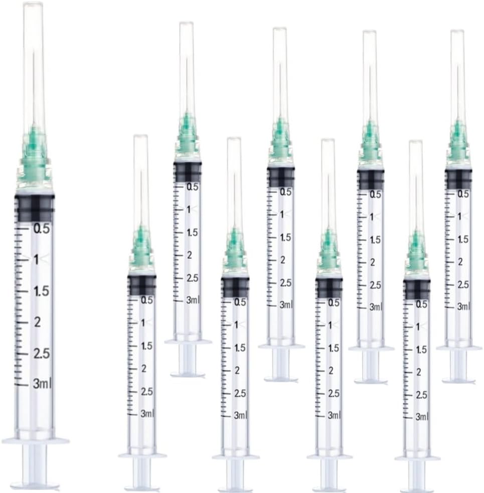 Luer lock 3ml 21Ga 1 Inch(25mm), 50 Pack Sterile Lab Utensils for Scientific Research, Industrial Dispensing or Liquid Measuring