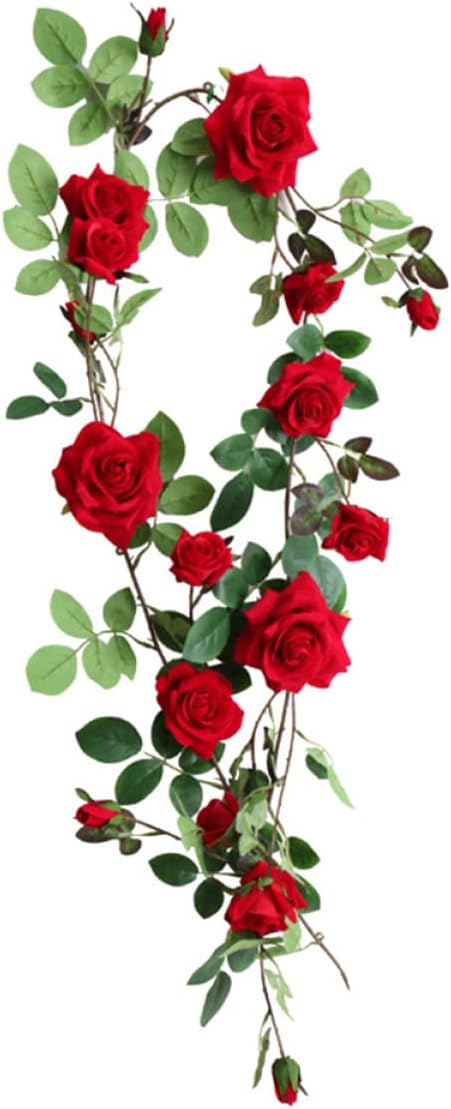 VICASKY Simulated Rose Vine for Indoor Decoration Imitation Flower Vine Plant Rattan for Window Display and Home Beautification Artificial Fake Rose Garland for Festive Occasions