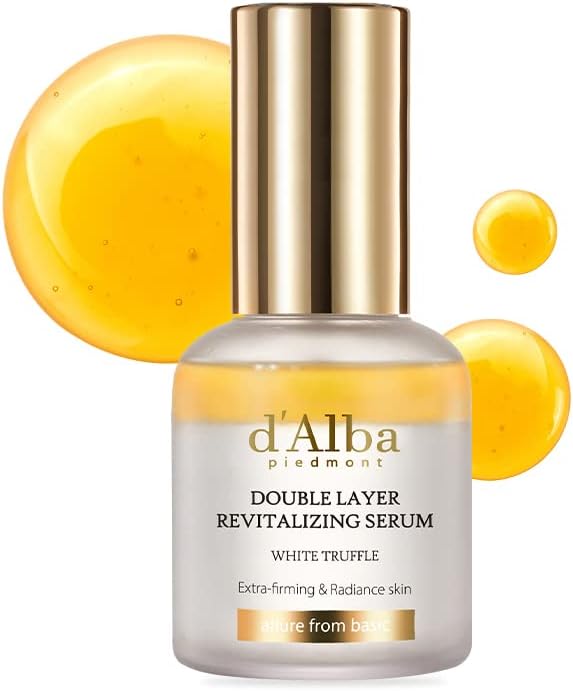 d'Alba Italian White Truffle Double Layer Revitalizing Serum, 100hr hydration serum, 2 in 1 double solution serum, glow and long-lasting moisture serum, Korean Skincare