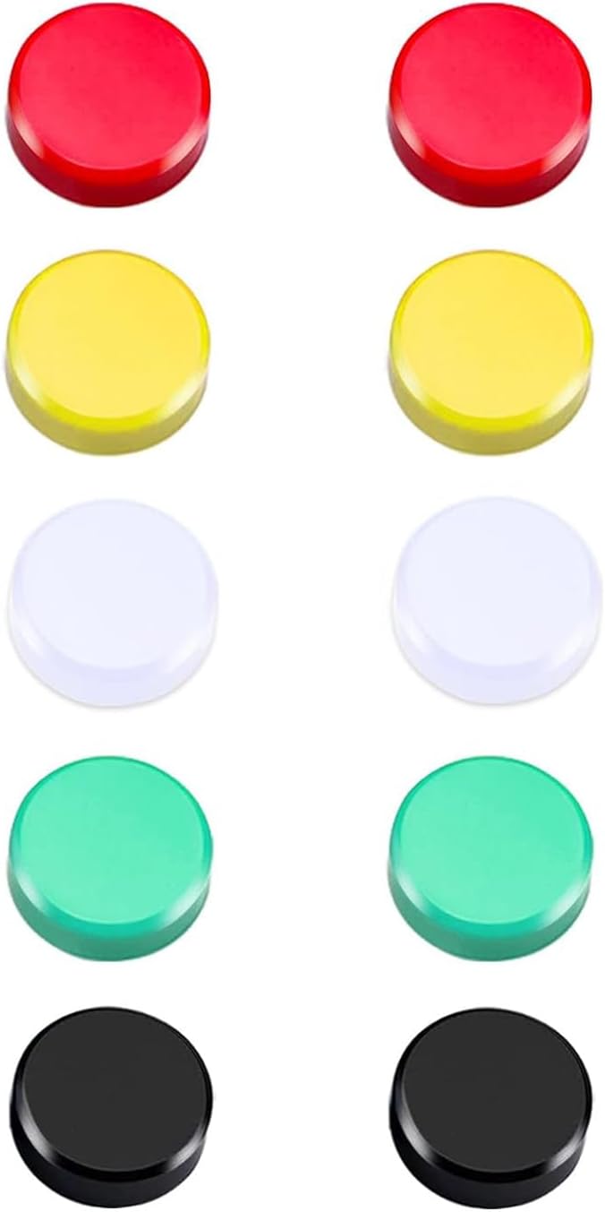 iLamdeetek 10Pcs DECORATIVE_MAGNET, Round Fridge Magnets, Strong Refrigerator Magnets, Colorful Small Magnets for Whiteboard, Office, Notice Boards, School, Postcard (5 colors)
