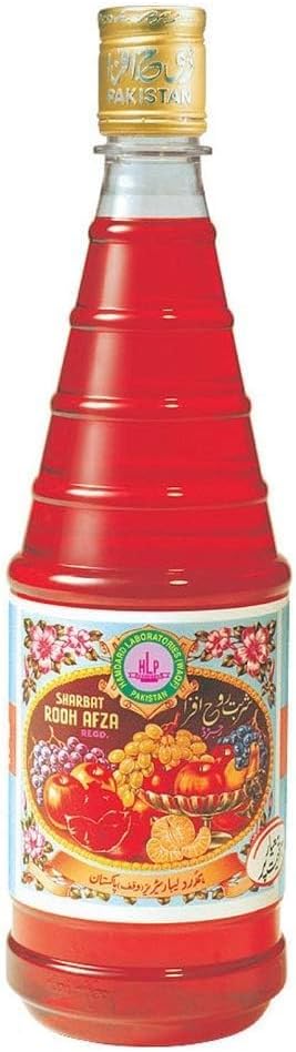 Hamdard Rooh Afza Sharbat Syrup, Rose, 25 fl.oz (Packaging may Vary)