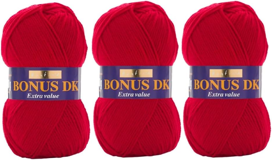 Hayfield Bonus DK - 100g - Pack of 3 (Red (977))