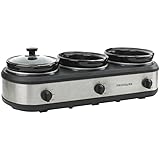 CULINARY CHEF SC3105-SS, Slow Cooker, Buffet Server 3 Pot, Food Warmer - Stainless