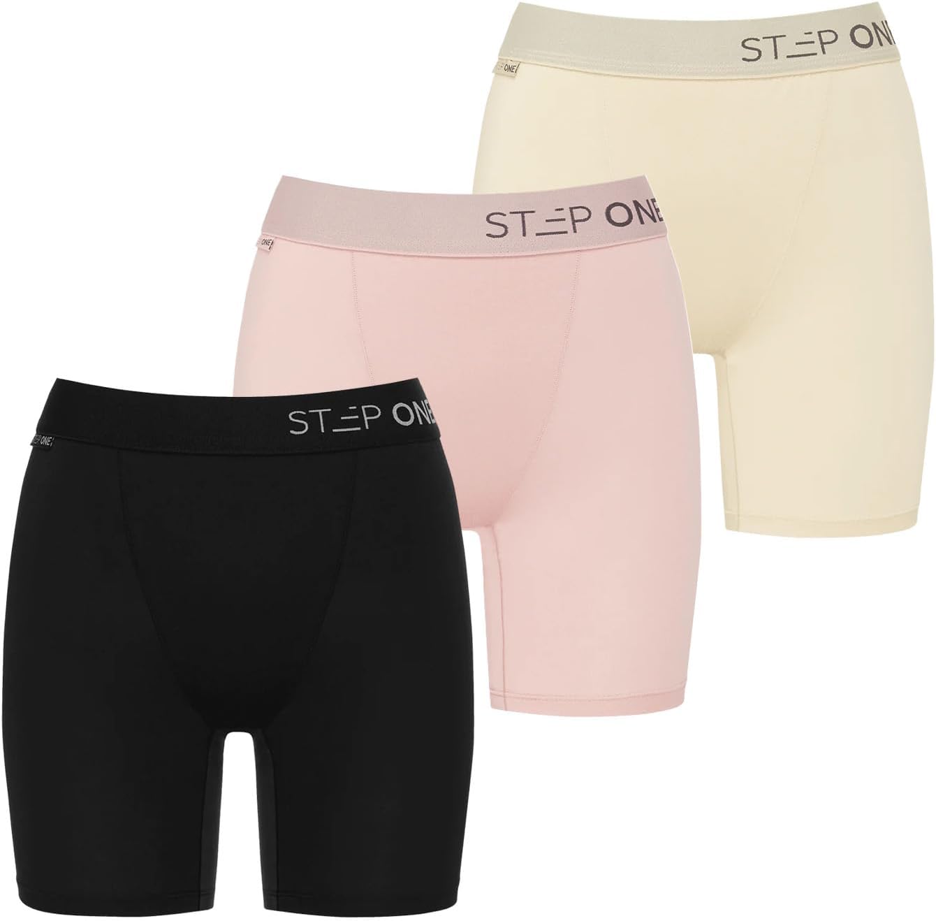 STEP ONE Womens Boxers Underwear Multipack, 3 Pairs, Moisture-Wicking Boxer and Chafe-Reducing Underwear