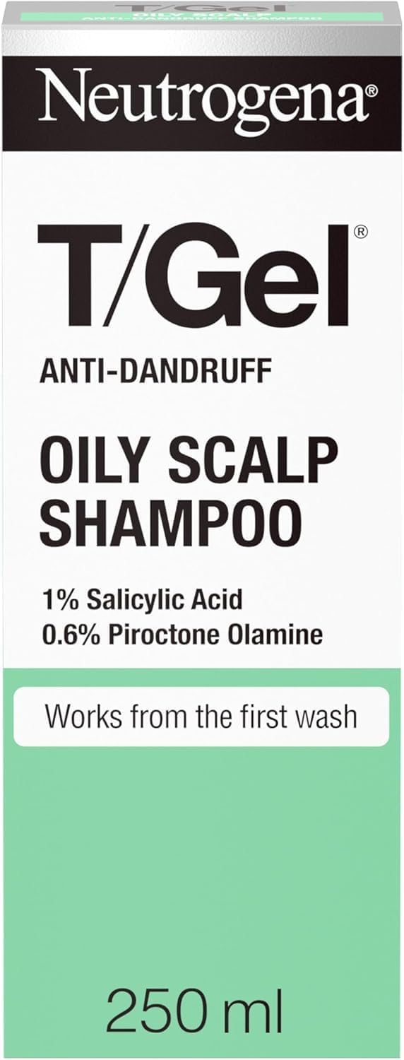 Neutrogena T/Gel Anti Dandruff Shampoo for Oily Scalp and Hair (1x 250ml), Daily Anti-Dandruff Shampoo with Salicylic Acid to Remove Excess Oils from First Wash