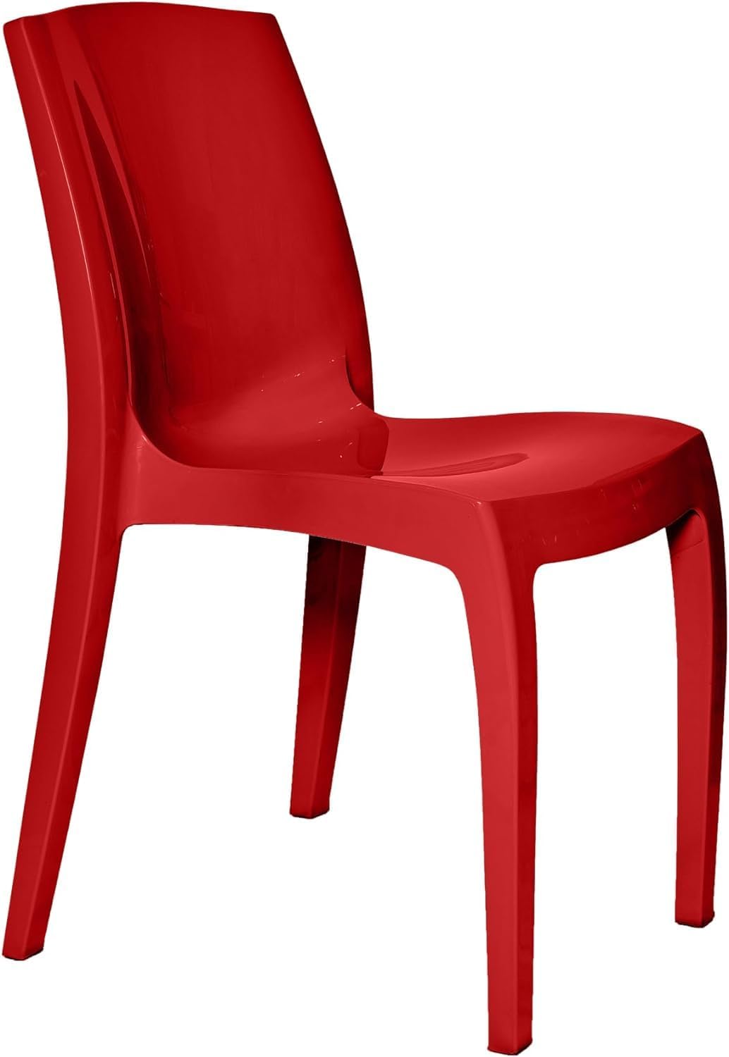 1 x Chair Red Gloss, Stackable, Recyclable, Strong, Made in UK, Durable, Stylish, Comfortable, UV Resistant | Kitchen, Living, Dining, Office, Outdoor, Café, Restaurant, College, Hotel
