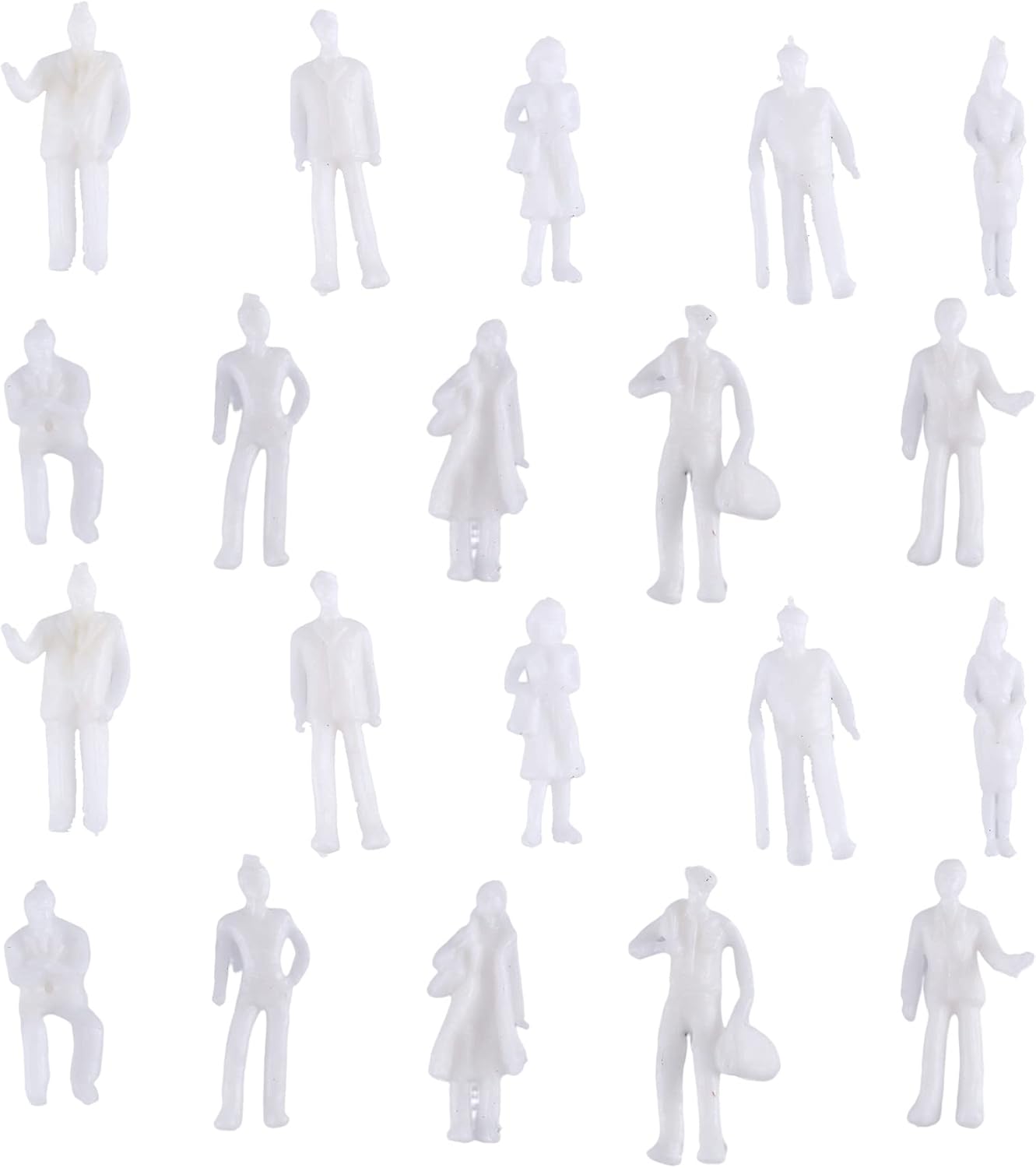 ROBMNE 100Pcs HO Scale 1:100 White Model People Unpainted Train Figures
