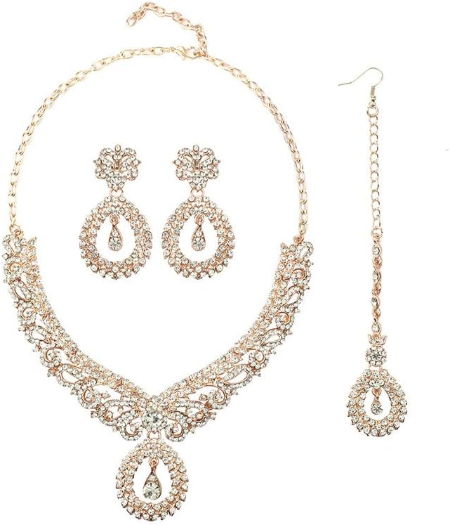 MAIGO Indian Jewellery Set - Gold Necklace, Head Jewellery, Women's Bridal Set
