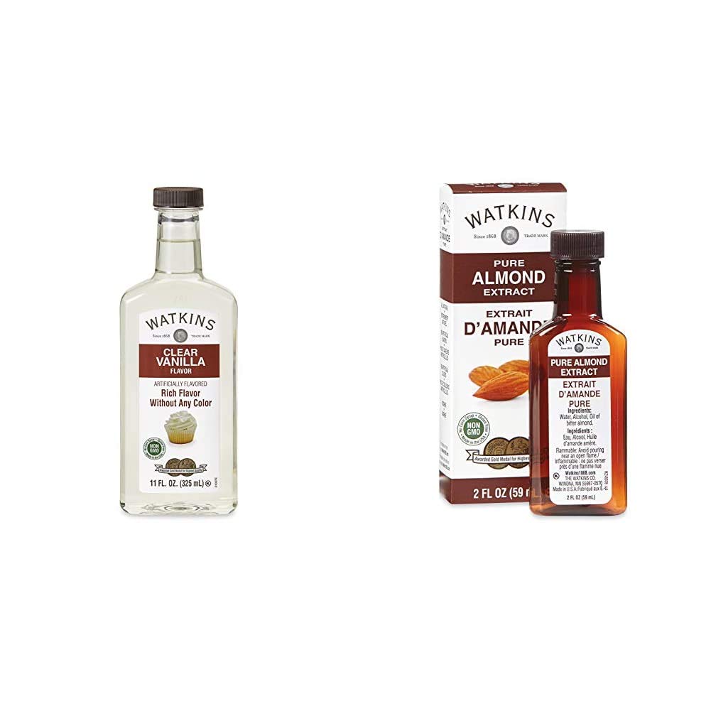 Watkins Clear Vanilla Flavor (11 fl. oz.) and Watkins Pure Almond Extract (2 Fl Oz)