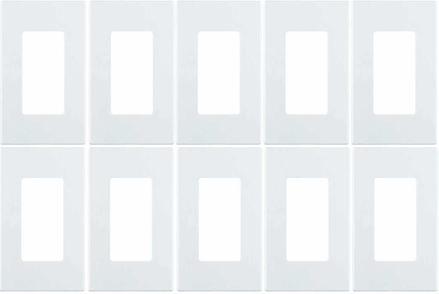 Leviton 80301-SW 1-Gang Decora Plus Wallplate Screwless Snap-On Mount (10 Pack, White)