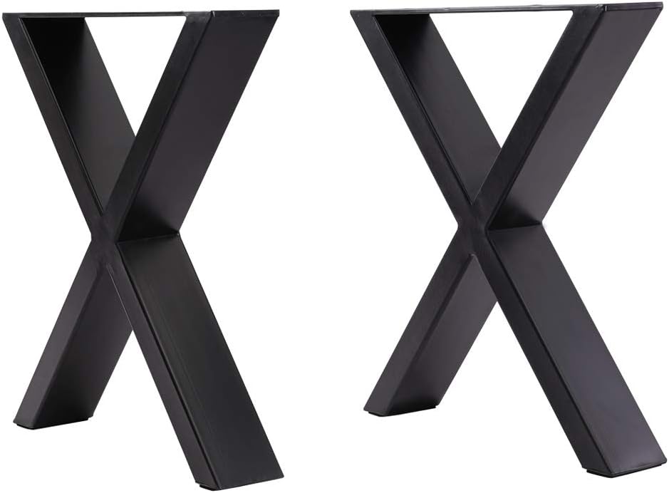 INMOZATA Heavy Duty Industrial X Shaped DIY Furniture Legs Set of 2 with Screws for Coffee Table, Desk, Breakfast Bar, Stand, Bench (W50cm X H71cm)