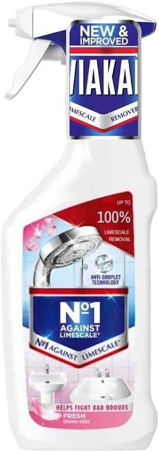 Viakalspray Spring Rose Limescale Remover 500ml x 1, Bathroom Kitchen Sink Cleaner Spray, Long Lasting Shine with Welari Thank You Card | (1pack)