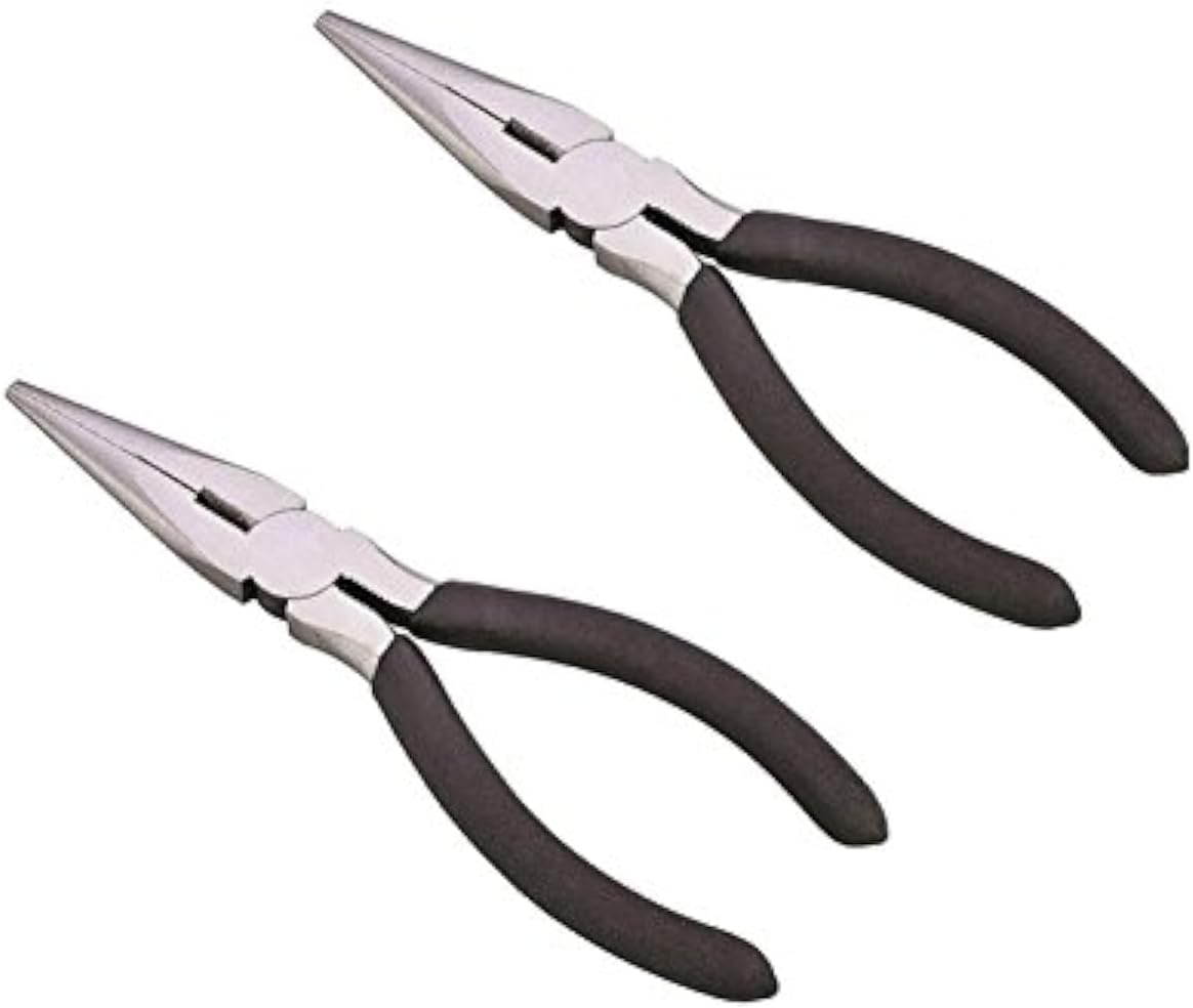 Edward Tools Long Nose Pliers with Side Cutter 6” - 2 Pack - Drop forged steel - Polished rust proof finish - Extra strength well aligned side cutter - Smooth action needle nose pliers