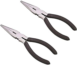Edward Tools Long Nose Pliers with Side Cutter 6” - 2 Pack - Drop forged steel - Polished rust proof finish - Extra strength well aligned side cutter - Smooth action needle nose pliers