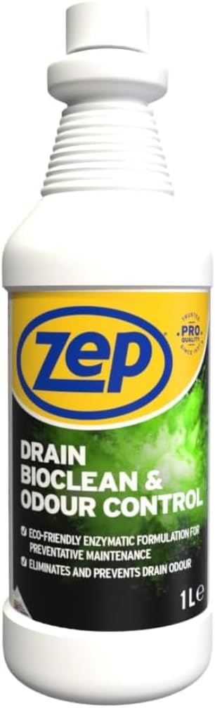 Zep Drain Bioclean & Odour Control - 1l, Drain Unblocker For Preventive Maintenance To Keep Drains Unblocked, Perfect For Bad Smells, Sink Cleaner For Smelling Sinks, Zep Commercial