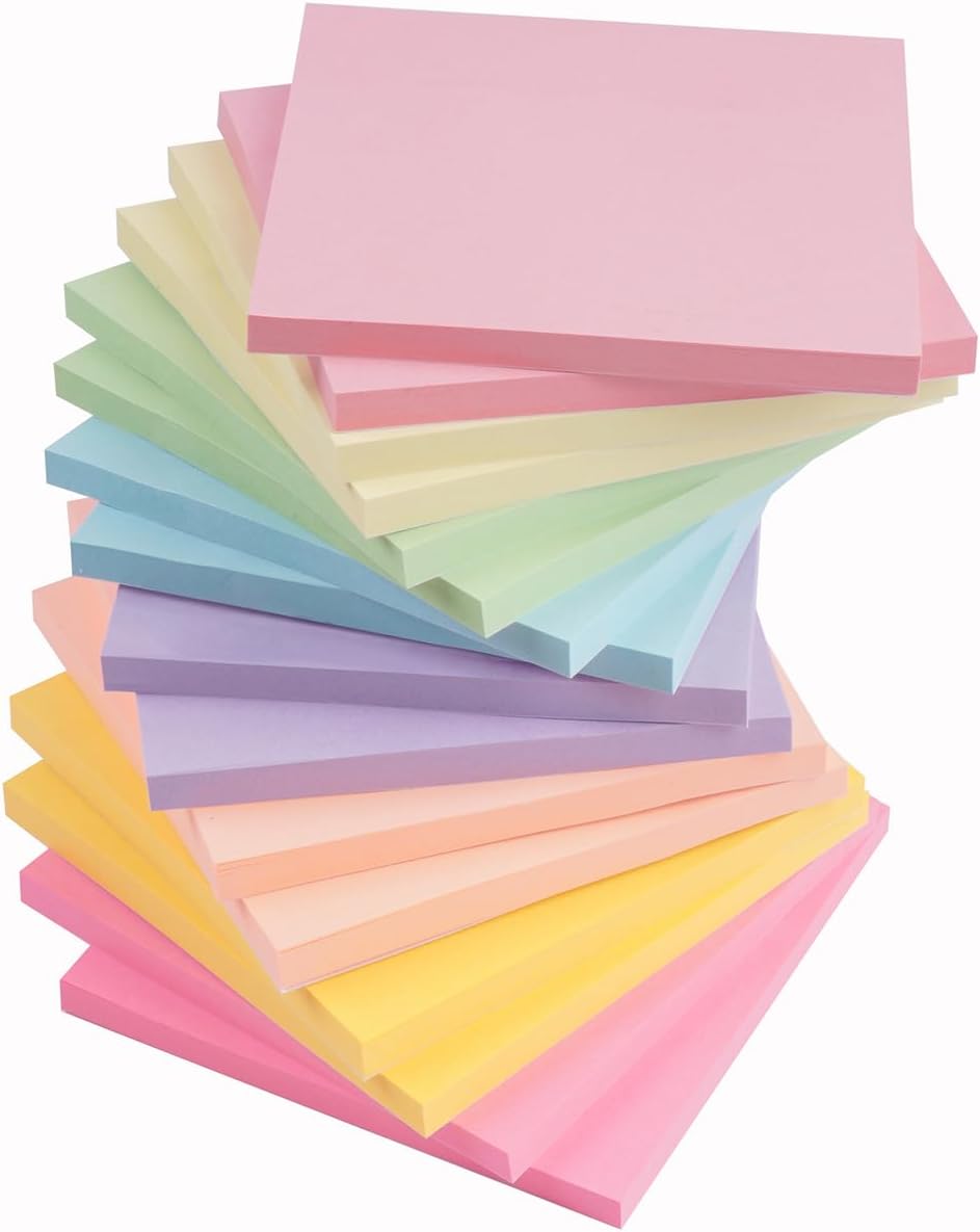 (16 Pads) Sticky Notes, 3x3 inches, Self-Sticky Note Pads Multi Colors, School Supplies Office Products, Writing Memo for Holiday Shop, Teacher Appreciation Xmas Gift and Daily Life Organization