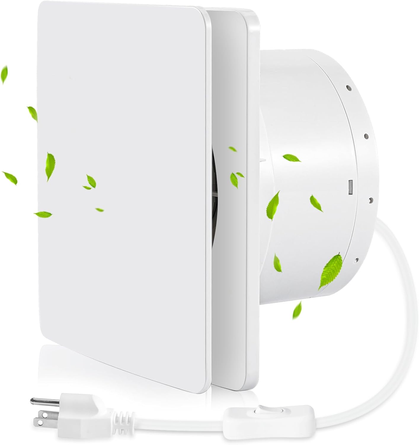 6” Bathroom Exhaust Fan With Front Panel, Bathroom Vent Fan for Window or Wall Mount, 1.0 Sones Quiet, 17W Low Consumption, 5 Ft Long Cord with On/off Button