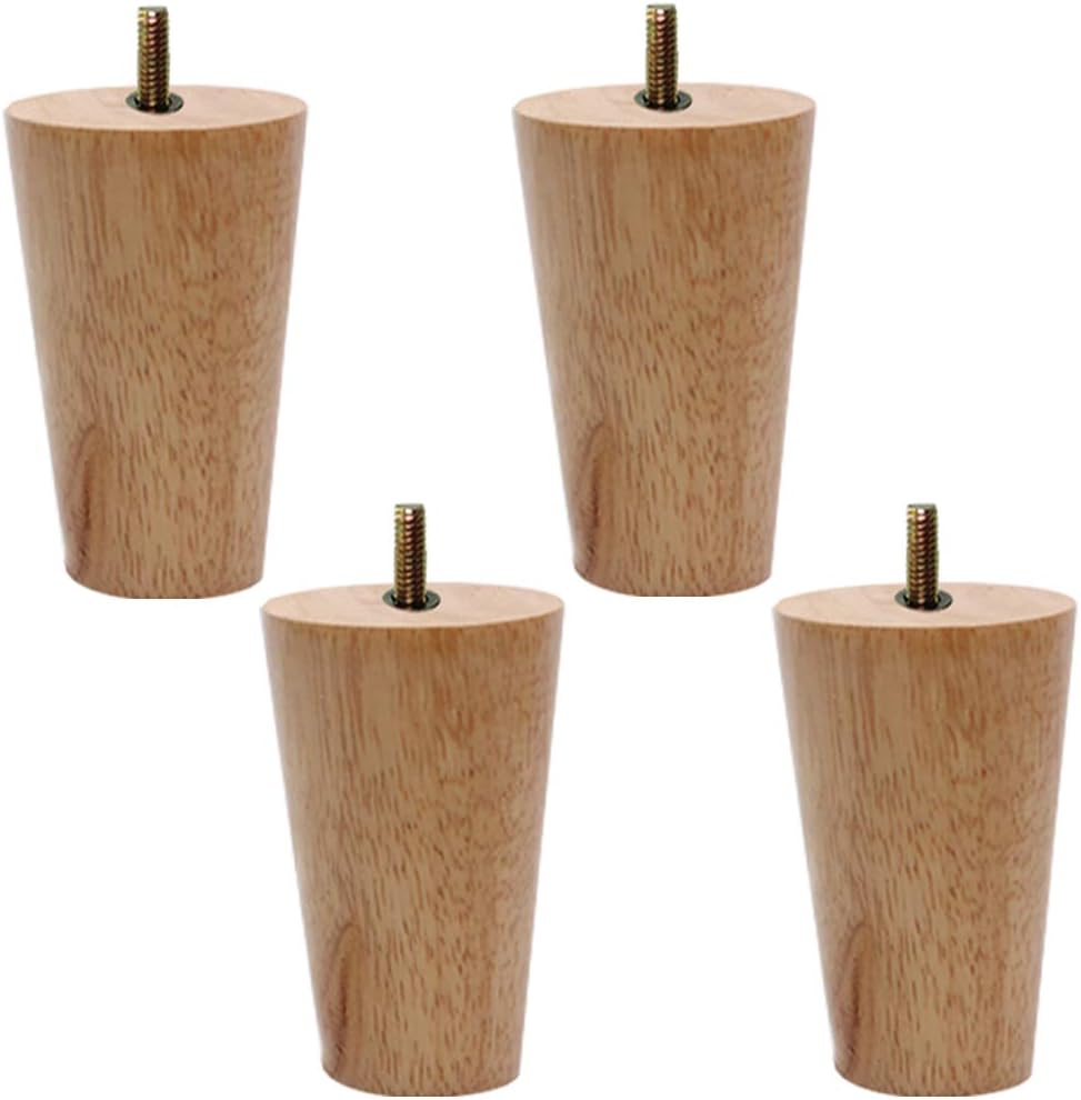 Geovne 4x Conical Furniture Legs,Oak Table Legs,Wood color Sofa Legs,Mid-Century Modern Bed Legs,M10 Bolt,for Diy Desk,Cupboard,Sofa Chair,Coffee Table,Easy To Install(15cm/5.91in)