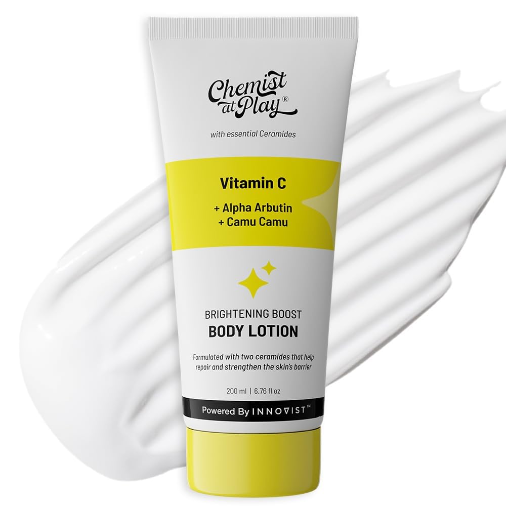 Chemist at Play Brightening Body Lotion with Ceramides | Alpha Arbutin, Camu Camu & Vitamin C | All Skin Types | For Bright, Moisturized & Glowing Skin | 200 ml