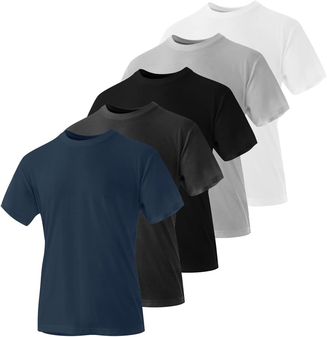 Iron Mountain Mens Crew Neck Organic Cotton Recycled Polyester Eco Friendly Assorted Workwear T-Shirts (5 Pack)